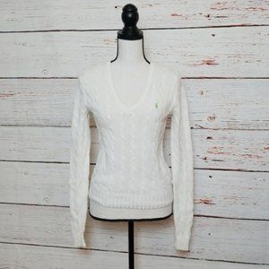 RALPH LAUREN // l/s v-neck cable-knit sweater